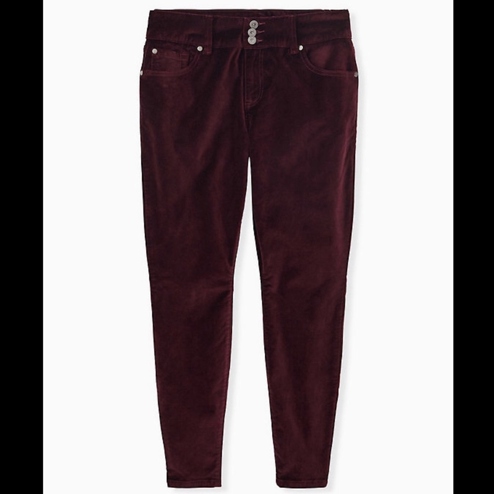 🆕TORRID JEGGING - STRETCH VELVET BURGUNDY PURPLE - Picture 5 of 16